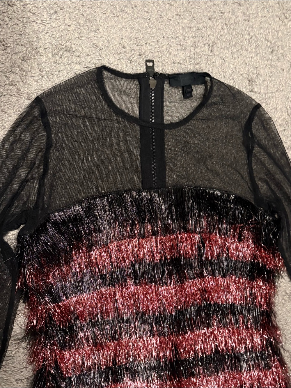 Burberry New Metallic Eyelash Fringe Dress Size 42 US S/M Runway Red Carpet - Picture 7 of 16
